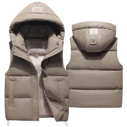 SEAUR Kinder Kapuzen Weste Winter Daunenweste Jungen Mädchen Outdoor Winddicht Leicht Pufferweste mit Kapuze - 160 von SEAUR