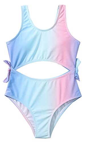 SEAUR Kinder Mädchen Badeanzug Einteiliger Schwimmanzug Bauchfrei Bikini Sommer Strand Schwimmen Badeanzug 3D Druck Muster Hawaii Bademode Swimming Swimsuit Print - 140 von SEAUR