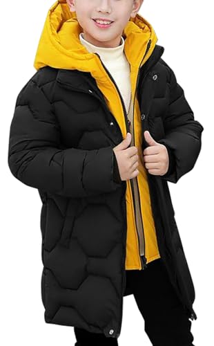 SEAUR Kinder Mantel Wintermantel mit Doppelter Reißverschluss Wasserdicht Daunenmantel Kinder Winterjacke Daunenjacke Schwarz 11-12 Jahre (150cm) von SEAUR