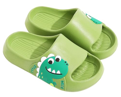 SEAUR Kinder rutschfeste Duschschuhe Jungen Offene Zehen Dinosaurier Hausschuhe Unisex Leicht Pool Badeschlappen Weich Eva Strand Badelatschen Grün 26-27 EU von SEAUR