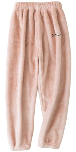 SEAUR Kinder Schlafanzughose Flauschig Warm Pyjama Hose Flanell Fleece Pyjamahose Jungen Mädchen Herbst Winter Plüschhose - 140(134) von SEAUR