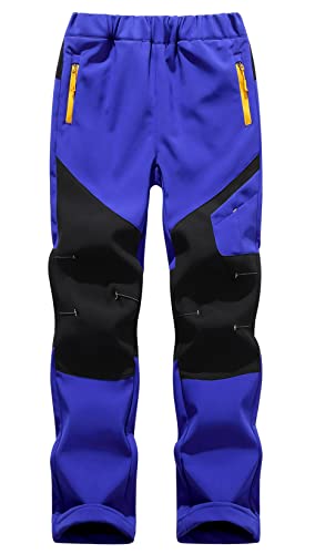 SEAUR Kinder Schneehose Jungen Mädchen Softshellhose Gefüttert Schneehose Warm Thermohose Winter Wanderhose Outdoorhose Trekkinghose Wasserdicht Winddicht Skihose - Königsblau - XXL von SEAUR