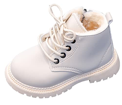 SEAUR Kinder Stiefeletten Jungen Mädchen Boots mit Reißverschluss Rutschfeste Winter Stiefel für Kleinkinder Kinder Weiß 2 22 von SEAUR