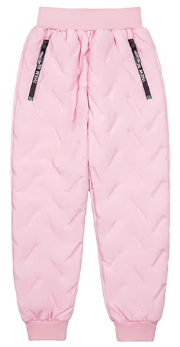 SEAUR Kinder Sweathose Winddicht Kinder Winterhose mit Elastischem Bund Warm Sporthose für Wandern Klettern Radfahren Rosa 9-10 Jahre (140) von SEAUR