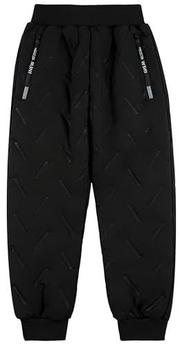 SEAUR Kinder Sweathose Winddicht Kinder Winterhose mit Elastischem Bund Warm Sporthose für Wandern Klettern Radfahren Schwarz 2 12-13 Jahre (160) von SEAUR