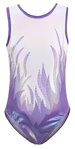 SEAUR - Kinder Turnanzug Ärmellos Mädchen Gymnastikanzug Klein Kind Trikot Gymnastik Klassisch Tanzen Kleidung Ballet Yoga Kleid 13-14 Jahre - Flamme Lila von SEAUR