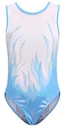 SEAUR - Kinder Turnanzug Mädchen Gymnastikanzug Ärmellos Klein Kind Trikot Gymnastik Tanzen Kleidung Ballet Yoga Kleid Klassisch 5-6 Jahre - Flamme Blau von SEAUR