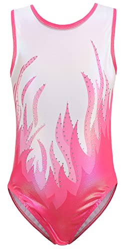 SEAUR - Kinder Turnanzug Mädchen Gymnastikanzug Ärmellos Klein Kind Trikot Gymnastik Tanzen Kleidung Ballet Yoga Kleid Klassisch 5-6 Jahre - Flamme Rosa von SEAUR