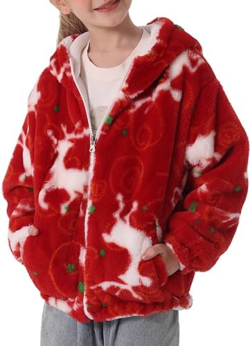 SEAUR Kinder Winter Mantel Mädchen Flauschig Kuscheljacke Teddy-Fleece Hoodie Jacke Cartoon Tier Muster Plüsch Supersoft Pullover - 130(100-130CM) von SEAUR