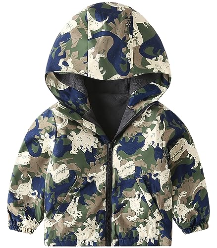 SEAUR Kinder Winterjacke Softshelljacke Kapuze Kinder Regenjacke Wasserdichte Jacke Kinder Windjacke Wanderjacke für Camping Grün 4-5 Years (110) von SEAUR