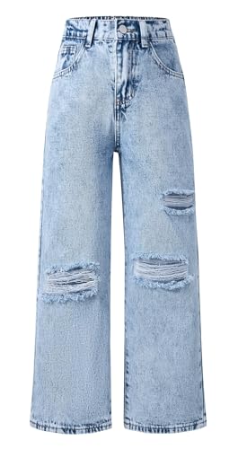 SEAUR Lässige Jeans Kinder Hosen Denim Hip Hop Baggy Jeans Mädchen Lange Baggy Hose Weite Jeanshose Mädchen 11-12 J von SEAUR