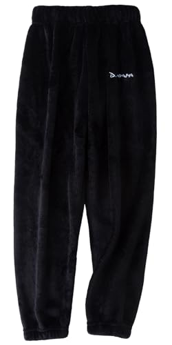 Lang Flanell Pyjama Hose Soft Pyjamas Schlafanzughose Lang Winter Pyjama Bottoms Hausanzug Kinder Schwarz 140 von SEAUR