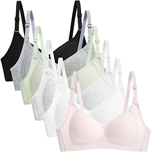 SEAUR Mädchen BHS 6 Stück Teenager BH mit Verstellbaren Schultergurten Drahtlos Training BH Atmungsaktiv Sport BH Farbe 1 34/75AB von SEAUR