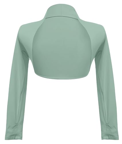 SEAUR Mädchen Ballett Bolero Strickjacke Kinder Lange Ärmel Ballerina Dünner Schulterjacke Einfarbig Wrap Tops Tanz Gymnastik Wickeljacke Grün 150 von SEAUR
