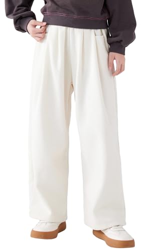 SEAUR Mädchen Cordhose Weites Bein Locker Freizeithose Herbst Winter Lange Hose mit Gummibund Hohe Taille Warme Winterhose 150 10-11 Jahre von SEAUR