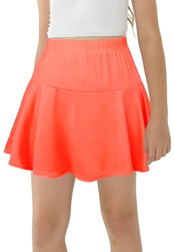 SEAUR Mädchen Faltenrock mit Hose Drunter Skater Rock Sport Basic Solid Sportrock Kinder Tennis Golf Plissee Röcke Süß Minirock 130-140 von SEAUR