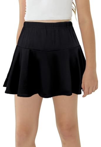 SEAUR Mädchen Faltenrock mit Hose Drunter Skater Rock Sport Basic Solid Sportrock Kinder Tennis Golf Plissee Röcke Süß Minirock 130-140 von SEAUR