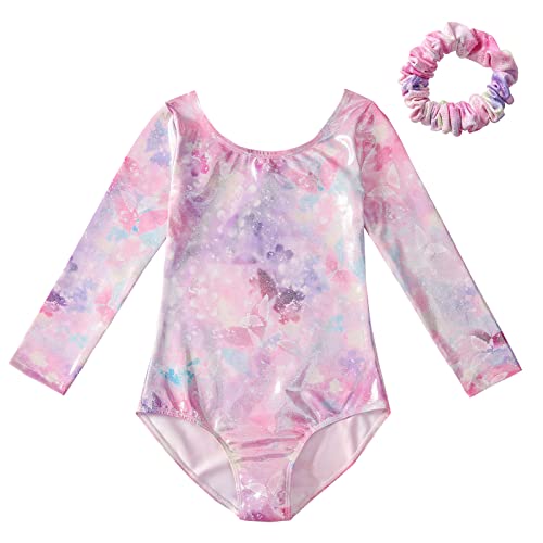 SEAUR - Mädchen Gymnastikanzug Langarm Kinder Turnanzug Tanzen Kleidung Ballet Yoga Kleid Klein Kind Trikot Gymnastik Klassisch 3-12 Jahre - 5-6 Jahre - Schmetterling Muster von SEAUR