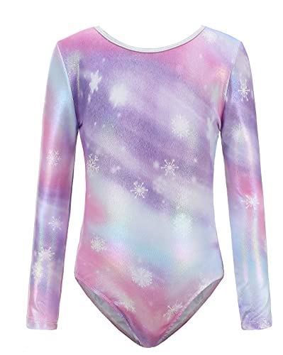 SEAUR - Mädchen Gymnastikanzug Langarm Turnanzug Tanzen Kleidung Ballet Yoga Kleid Klein Kind Trikot Gymnastik Klassisch für Kinder 3-16 Jahre - 110/116 7-8 Jahre von SEAUR