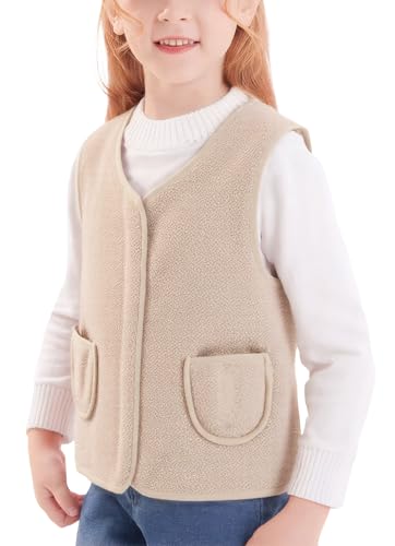 SEAUR Mädchen Jungen Fleece Weste Teddy Fleeceweste mit Reißverschluss für Baby Kinder Warm Frühling Herbst Winter - 130 von SEAUR