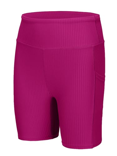 SEAUR Mädchen Radlerhose Kurze Leggings mit 2 Taschen Eng Sporthose Stretch Weich Laufhose Jogginghose Kinder Sport Yoga Shorts - 150(EU 140-146) von SEAUR