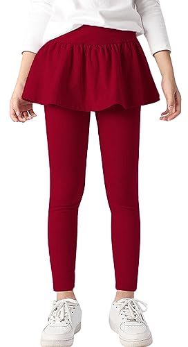 SEAUR Mädchen Rock mit Legging Hose 2-in-1 Schule Sport Rock Baumwolle Stretchy Weich Einteiler Hosenrock - 140(134/140) von SEAUR