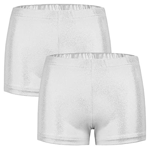 SEAUR Mädchen Shorts Tanz Gymnastik Yoga Sportshorts Kinder Turnshorts Tanzshorts Metallic Glänzend Hot Pants - 7-8 Jahre von SEAUR