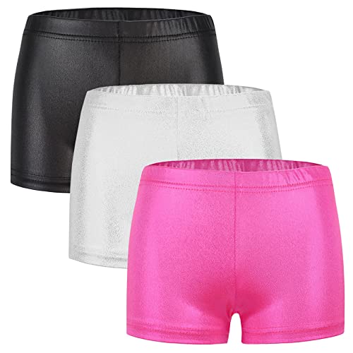 SEAUR Mädchen Shorts Tanz Gymnastik Yoga Sportshorts Kinder Turnshorts Tanzshorts Metallic Glänzend Hot Pants - 7-8 Jahre von SEAUR