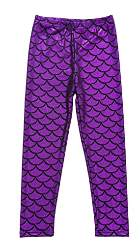 SEAUR Mädchen Sport Leggings Lang Bunt Yogahose Eng Jogginghose Laufhose Sporthose Trainninghose - Meerjungfrau Lila - 110CM von SEAUR