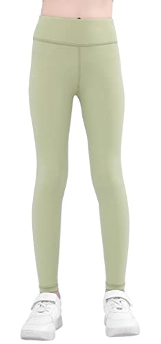 SEAUR Mädchen Sporthose Lang Leggings Sportlich Laufhose Yogahose Einfarbig Jogginghose Eng Trainninghose - Grün - 150(140-146) von SEAUR