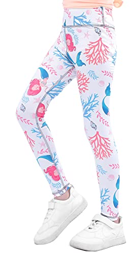 SEAUR Mädchen Sporthose Lang Leggings Sportlich Laufhose Yogahose Muster Jogginghose Eng Trainninghose - 140/146 von SEAUR