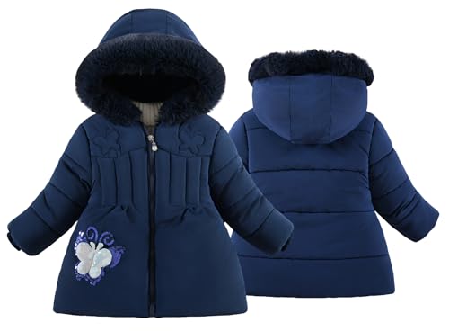 SEAUR Mädchen Winddicht Outwear Niedlich Winter Warm Mantel Kinder Kapuzen Parka Jacke Mädchen Reißverschluss Schnee Outwear 4-5 J von SEAUR