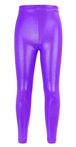 SEAUR Mädchen Yoga Leggings Lang Sport Hose Eng Jogginghose Laufhose Yogahose Sporthose Trainninghose - Bronzierend Lila - 120CM von SEAUR