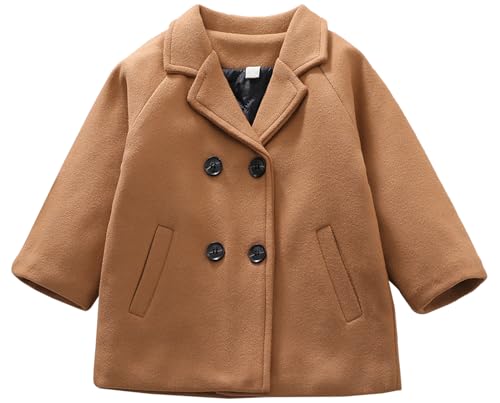 SEAUR Mantel Kinder Frühling Herbst Wollmantel Jungen Mädchen 1-6 Jahre Warm Knöpfe Trenchcoat Übergangsjacke Winterjacke - 120(116) von SEAUR