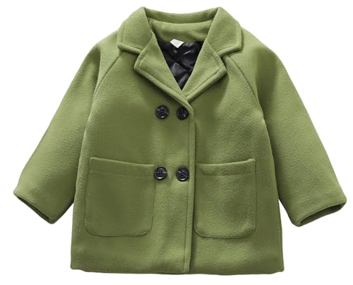 SEAUR Mantel Kinder Frühling Herbst Wollmantel Jungen Mädchen 1-6 Jahre Warm Knöpfe Trenchcoat Übergangsjacke Winterjacke - 120(116) von SEAUR