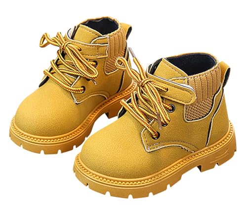 SEAUR Mode Leder Stiefeletten Mädchen Kurzstiefel Weiche Bequeme Herbst Stiefel Wasserdicht Kinder Schnürstiefeletten Leichte 29 EU von SEAUR