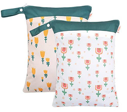 SEAUR Nasstasche Kita Kindergarten Groß Dry Wet Bag Baby Windeltasche für Unterwegs Wasserdicht Nassbeutel Reißverschluss Waschbar Wiederverwendbar Organizer Beutel Reise Sport Pool - 2 Stück 30*40cm von SEAUR