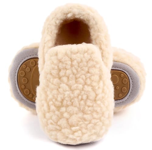 SEAUR Neugebohrene Baby Winterschuhe Fleece Plüsch Futter Lauflernschuhe Kleinkind Krabbelschuhe Winter Babyschuhe Turnschuhe Sneaker - 12-18 Monate - Beige von SEAUR