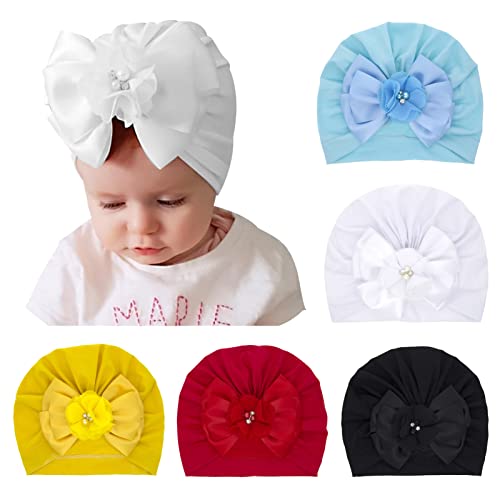 SEAUR Neugeborene Mütze Turban Baby Mädchen Jungen 0-12 Monate Newborn Beanie Hut Baumwolle Weich Stretch Turbanmützen Babymütze Stirnband - 5 Stück D von SEAUR