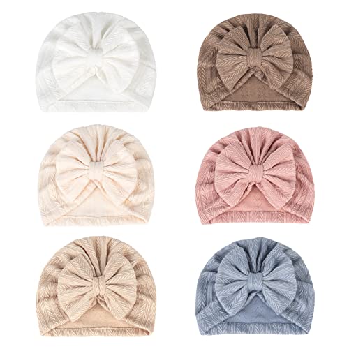 SEAUR Neugeborene Mütze Turban Baby Mädchen Jungen 0-12 Monate Newborn Beanie Hut Baumwolle Weich Stretch Turbanmützen Babymütze Stirnband - 6 Stück C von SEAUR