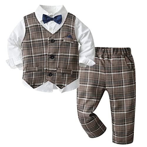 SEAUR Page Boy Outfits Kinderkleidung Sets für Fotoshootings Leistung Baby Jungen Anzüge mit Hemd Weste Hose Fliege Farbe 5 5-6 Jahre (130cm) von SEAUR