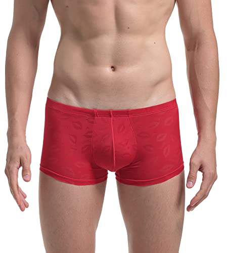 SEAUR Pouch Boxershorts für Herren Atmungsaktive Eisseide Unterwäsche U Konvexe Shorts Low Rise Kühlende Trunks, Rot/Ausflug, einfarbig (Getaway Solids), Medium von SEAUR