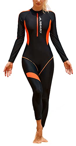 SEAUR Rash Guard Damen Lang UPF 50+ Ganzkörper Badeanzug Slim Fit Reißverschluss Schwimmanzug Sonnenschutz Bademode Schwimmen Surfen - L von SEAUR