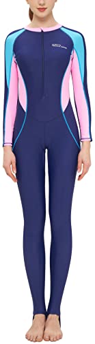 SEAUR Rash Guard Damen UPF 50+ Lange Beine und Arme Ganzkörper Badeanzug Reißverschluss Schwimmanzug Slim Fit Sonnenschutz Bademode - M von SEAUR