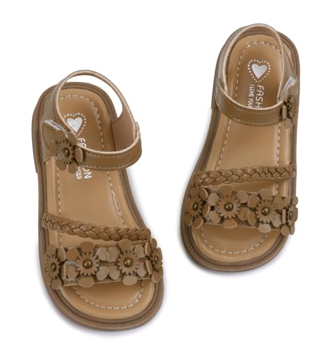 SEAUR Sandalen Mädchen Elegant Open Toe Schuhe Bequeme Strandsandalen Kinder Lässige Sandalen Khaki 22 EU von SEAUR