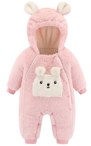 SEAUR Schneeanzug Baby Mädchen Jungen Fleece Hoodie Overall Winter 0-18 Monate Neugeborene Strampler Warm Dick Jumpsuit mit Kapuze - 80-9-12 Monate von SEAUR