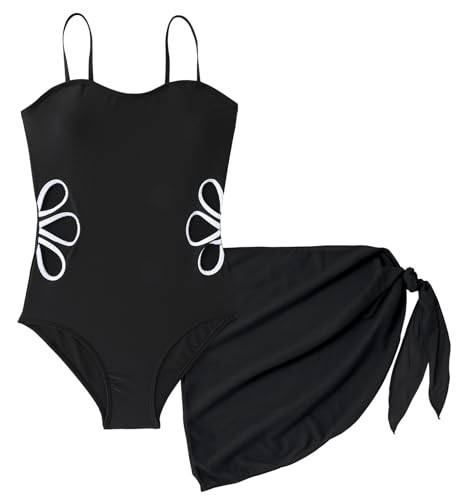 SEAUR Schwimmanzug Ärmellos Mädchen Badeanzug Schwarz Push Up Badeanzüge Mädchen Badeanzug mit Rückenausschnitt 15-16 J von SEAUR