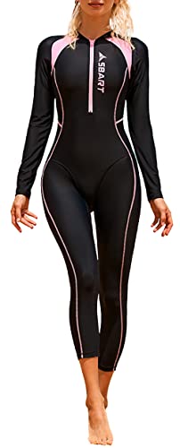 SEAUR Schwimmanzug Damen Ganzkörper UPF 50+ Rash Guard Lange Beine und Arme Badeanzug Slim Fit Reißverschluss Sonnenschutz Bademode Schwimmen Surfen - M von SEAUR