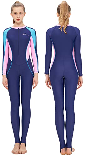 SEAUR Schwimmanzug Damen Ganzkörper UPF 50+ Rash Guard Lange Beine und Arme Badeanzug Slim Fit Reißverschluss Sonnenschutz Bademode - XL von SEAUR