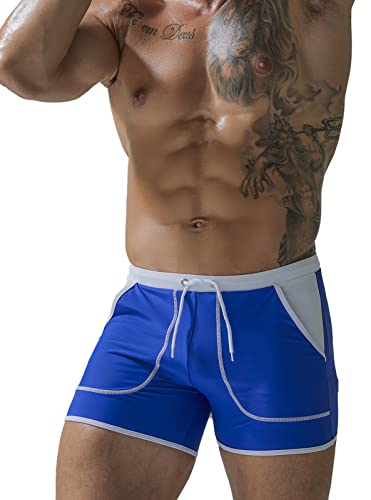 SEAUR Schwimmhose Herren Eng Badehose Kurz Badeshorts Schnell Trocknend für Strand Pool Surf Sommer Bademode Blau - L von SEAUR